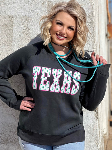 Texas True Threads Texas Cactus Sweatshirt-Sweaters-Sunshine and Wine Boutique