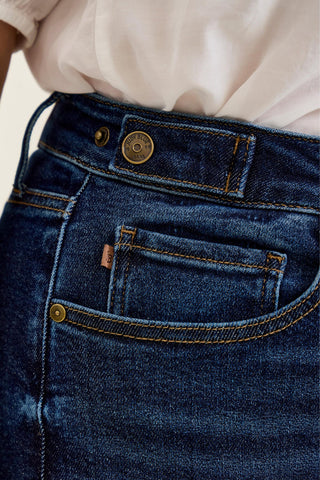 Judy Blue High Waist Adjustable Waistband Tabs Raw Hem Retro Wide Leg Denim Jeans 881114