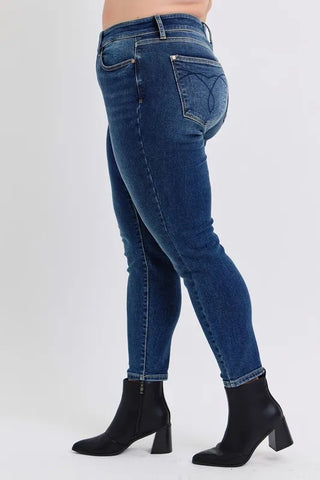 Judy Blue Full Size Mid-Rise Waist Skinny Jeans with Thermal Lining Plus Size