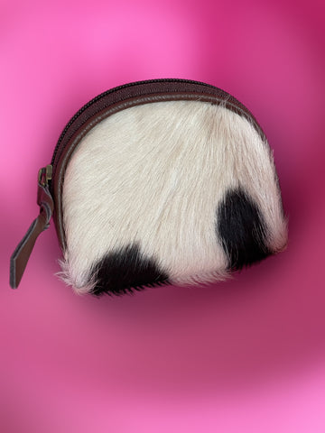 Crazy Heifers Hair on Hide Pouch, White-Purse-Sunshine and Wine Boutique