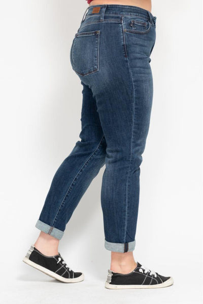 Judy Blue Basic Mid-Rise Cuffed Slim Denim 82428-Jeans-Sunshine and Wine Boutique