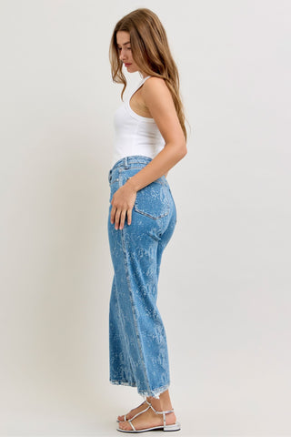 Judy Blue High Waist Ankle Wide Leg Denim Jeans 881107