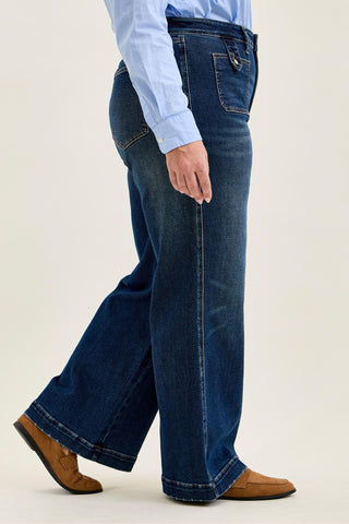 Judy Blue High Waist Fade Indigo Retro Wide Leg Denim Jeans 881159