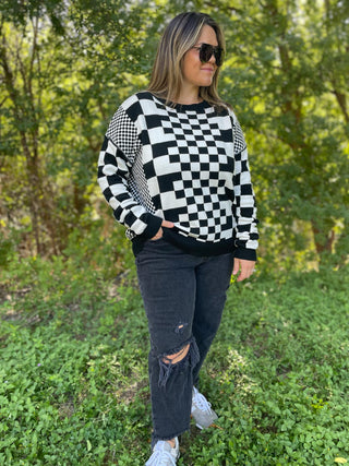 One Eleven North All Checkered Out Sweater in Four Colors