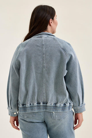 Judy Blue Knit Indigo Marty Bomber Jacket 7888