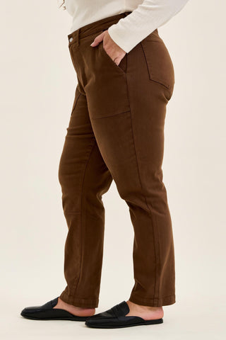 Judy Blue High Waist Aurora Weekender Garment Dyed Mahogany Slim Straight Jogger Denim Jeans 881196