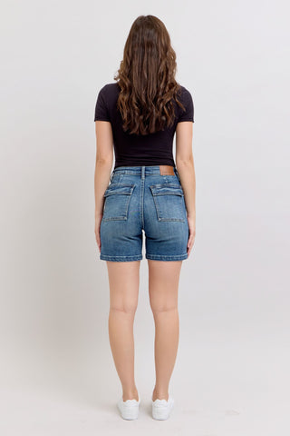 Judy Blue High Waist Utility Mid Denim Short 150316