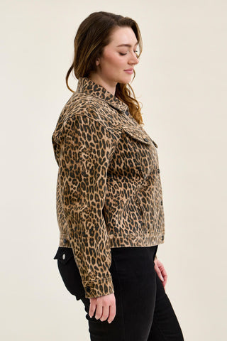Judy Blue Rigid Magic Cicly Leopard Print Denim Jacket 7891