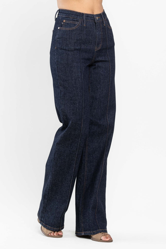 Judy Blue Women's High-Rise Front Seam & Dart Detail Wide-Leg Jeans 88664