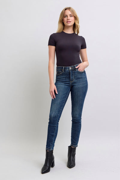 Judy Blue Mid Rise Tummy Control Classic Vintage Skinny Denim Jeans 88881-Jeans-Sunshine and Wine Boutique