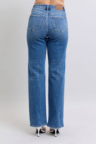 Judy Blue High Waist V-Front Vintage Wash Straight Denim Jeans 82623-Jeans-Sunshine and Wine Boutique