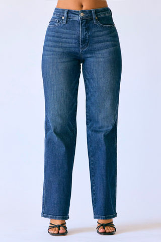 Judy Blue Mid Rise Tummy Control Classic Straight Denim Jeans 88861 - Petite