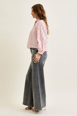 Judy Blue Mid Rise Gray Split Back Yoke Palazzo Denim Jeans 881134
