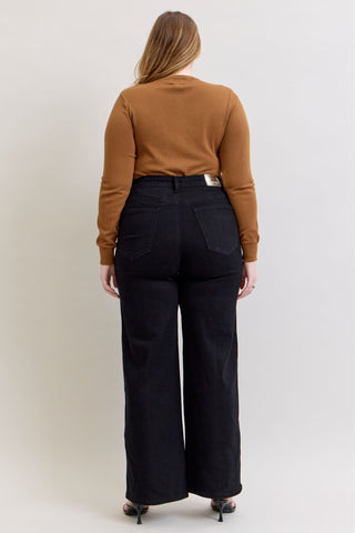 Judy Blue High Waist Retro Wide Leg Black Denim Jeans 881057