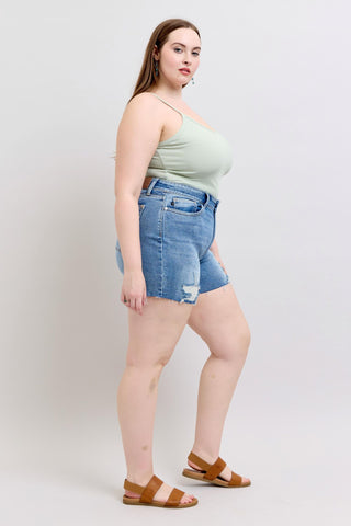 Judy Blue High Waist Stitch Over Destroy Denim Short 15294