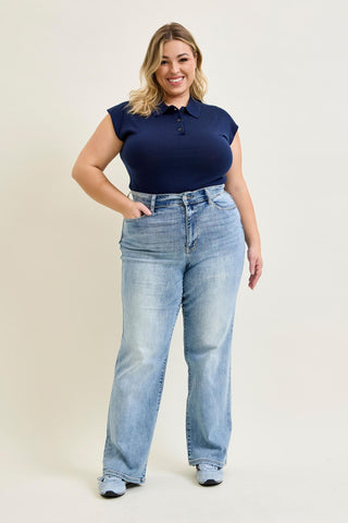 Judy Blue High Waist Light Wash Straight Denim Jeans 82501