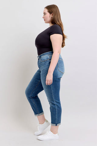 Judy Blue Mid Rise Vintage Wash Boyfriend Denim Jeans 82662