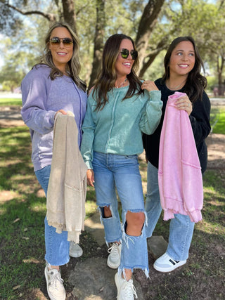 Best Selling Elliott Exposed Seam Sweatshirt in Five Colors