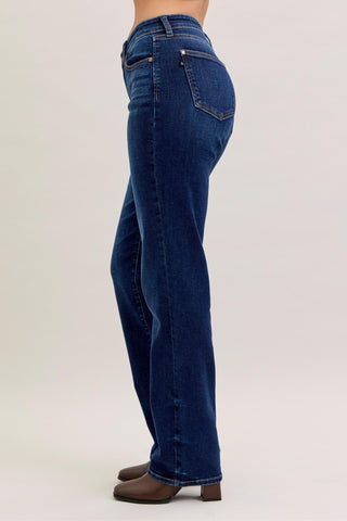 Judy Blue Mid Rise Dark Straight Denim Jeans 82679 - Inseam Options