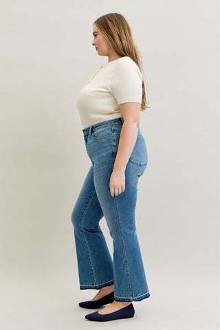 Judy Blue Mid Rise Tummy Control Release Hem Slim Bootcut Denim Jeans 881056