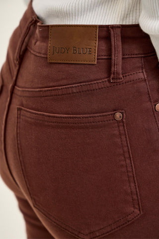Judy Blue High Waist Cocoa Brown Lace Up Jaqueline Flare Denim Jeans 881179