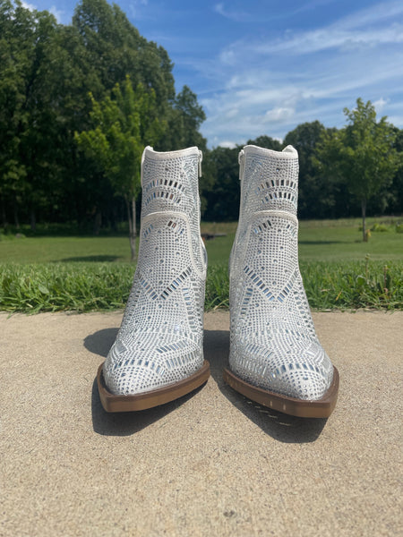 Very G "Maze" White Silver Bootie-Shoes-Sunshine and Wine Boutique