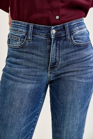 Judy Blue Basic Mid Rise Cuffed Slim Denim Jeans 82428