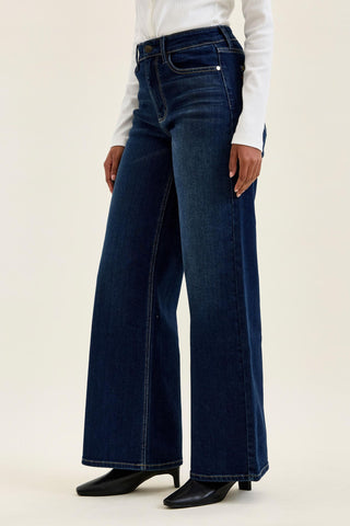 Judy Blue High Waist Lux Dark Twighlight Retro Wide Leg Denim Jeans 82748