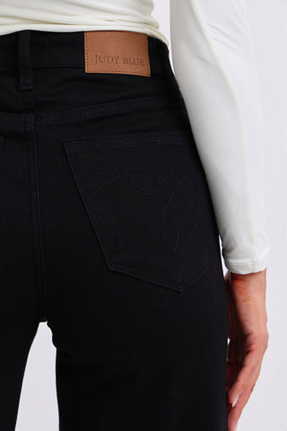 Judy Blue High Waist Retro Wide Leg Black Cuffed Denim Jeans 82617