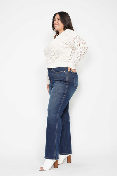 Judy Blue High Waist "Tummy Control" Classic Straight Denim Jeans 88869-Jeans-Sunshine and Wine Boutique