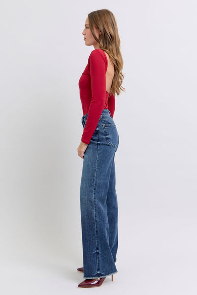 Judy Blue Mid Rise Wide Leg w/ Tint Denim Jeans 82640-Jeans-Sunshine and Wine Boutique