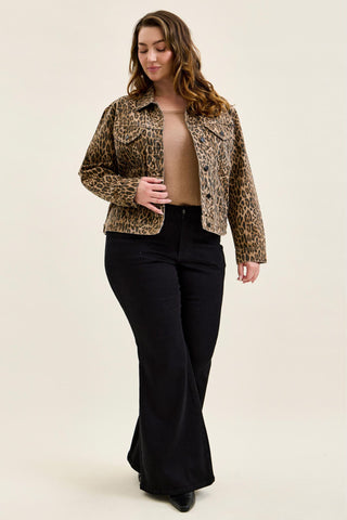Judy Blue Rigid Magic Cicly Leopard Print Denim Jacket 7891