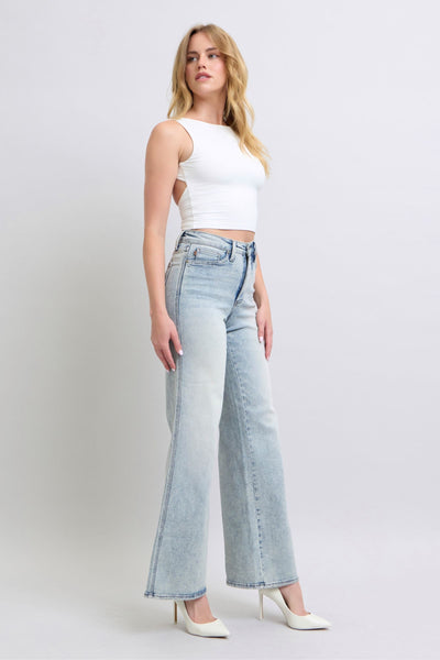 Judy Blue High Waist Tummy Control Retro Wide Leg Denim Jeans 88867-Jeans-Sunshine and Wine Boutique