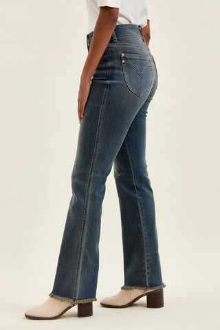 Judy Blue High Waist Double Button Vintage Grey Cast Daisy Bootcut Denim Jeans 82734