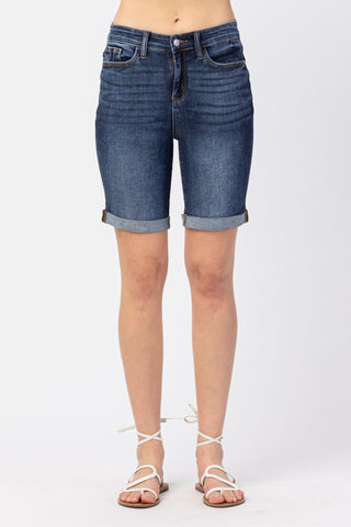 Judy Blue High Waist Bermuda Cuffed Denim Short 15225