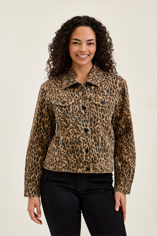 Judy Blue Rigid Magic Cicly Leopard Print Denim Jacket 7891