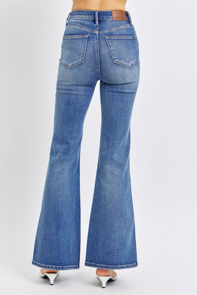 Judy Blue High Waist Tummy Control Contrast Flare Denim 88855-Jeans-Sunshine and Wine Boutique