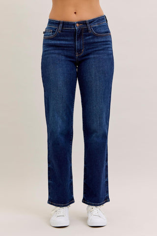 Judy Blue Mid Rise Dark Straight Denim Jeans 82679 - Inseam Options