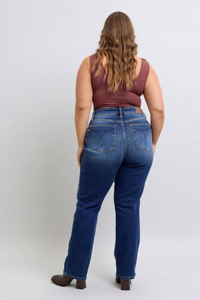 Judy Blue High Rise Vintage Wash Thermal Straight Denim Jeans 82631-Jeans-Sunshine and Wine Boutique