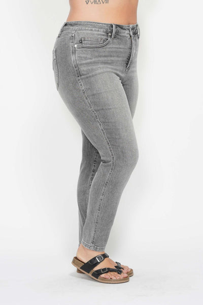 Judy Blue Mid Rise Tummy Control Shield Pockets Skinny Denim Jeans 88862-Jeans-Sunshine and Wine Boutique