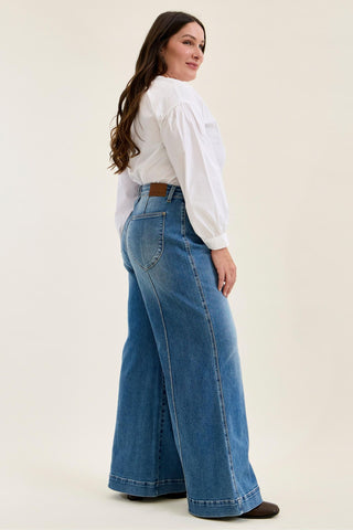 Judy Blue High Waist Liza Palazzo Shield Pocket Denim Jeans 881160 - 3 Inseam Options