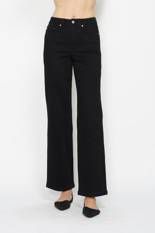 Judy Blue High Waist Tummy Control Black Classic Straight Denim 88866-Jeans-Sunshine and Wine Boutique