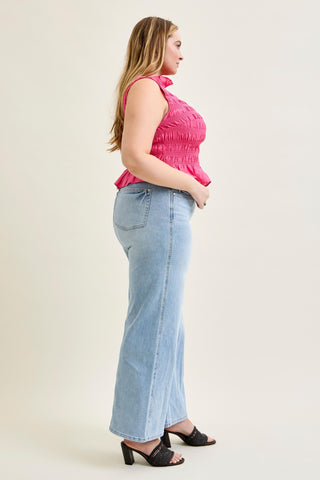 Judy Blue High Waist Tummy Control Retro Wide Leg Denim Jeans 881128