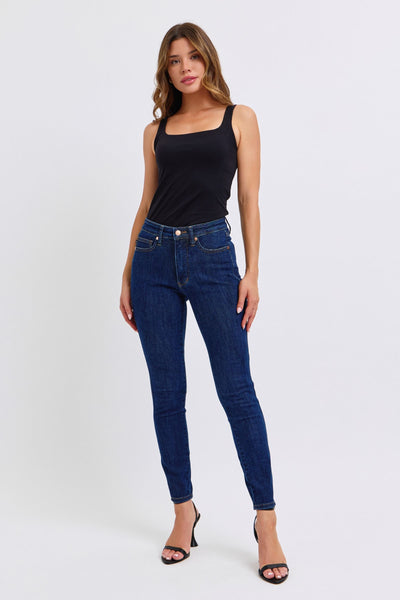 Judy Blue Mid Rise Tummy Control Classic Skinny Denim Jeans 88894-Jeans-Sunshine and Wine Boutique