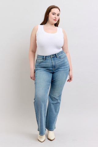 Judy Blue High Waist Western Embroidery Detail Flare Denim Jeans 88606