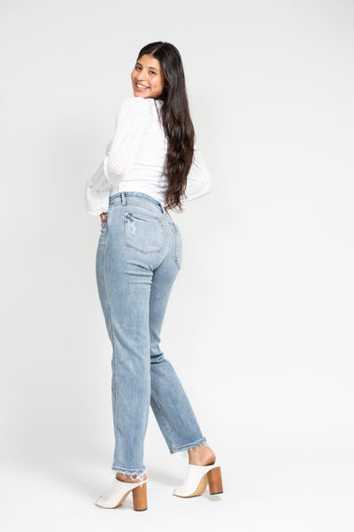 Judy Blue Mid Rise Yoke Cell Phone Pocket “Dad” Denim 82540-Jeans-Sunshine and Wine Boutique