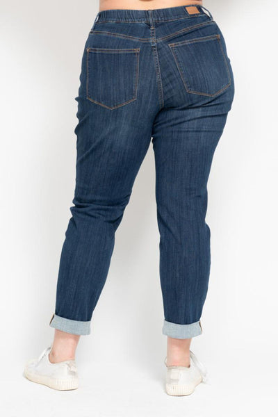 Judy Blue High Waist Pull On Double Cuff Slim Denim 88750-Jeans-Sunshine and Wine Boutique