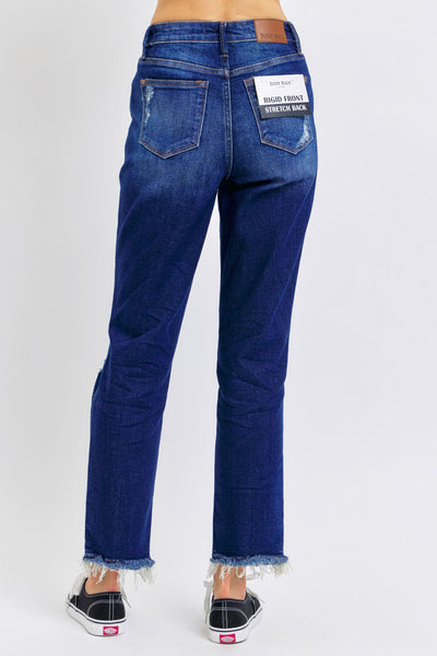 Judy Blue High Waist Rigid Magic Heavy Destroy Straight Jeans 88819-Jeans-Sunshine and Wine Boutique