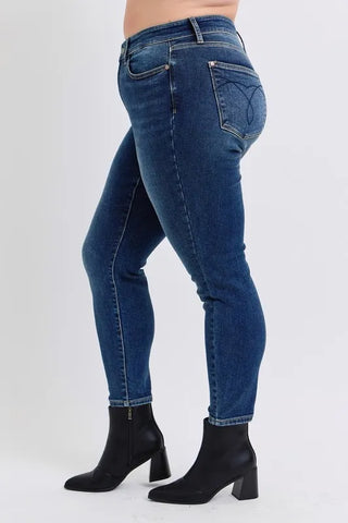 Judy Blue Full Size Mid-Rise Waist Skinny Jeans with Thermal Lining Plus Size