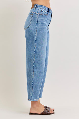 Judy Blue High Waist Front Darts Back Yoke Barrel Denim Jeans 82712